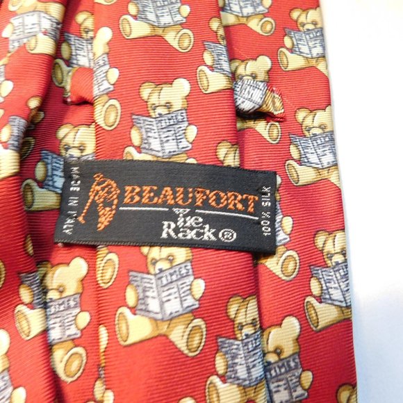 Vintage Beaufort Tie Rack Teddy Bear Tie 100% Silk Made in Italy - Picture 3 of 9